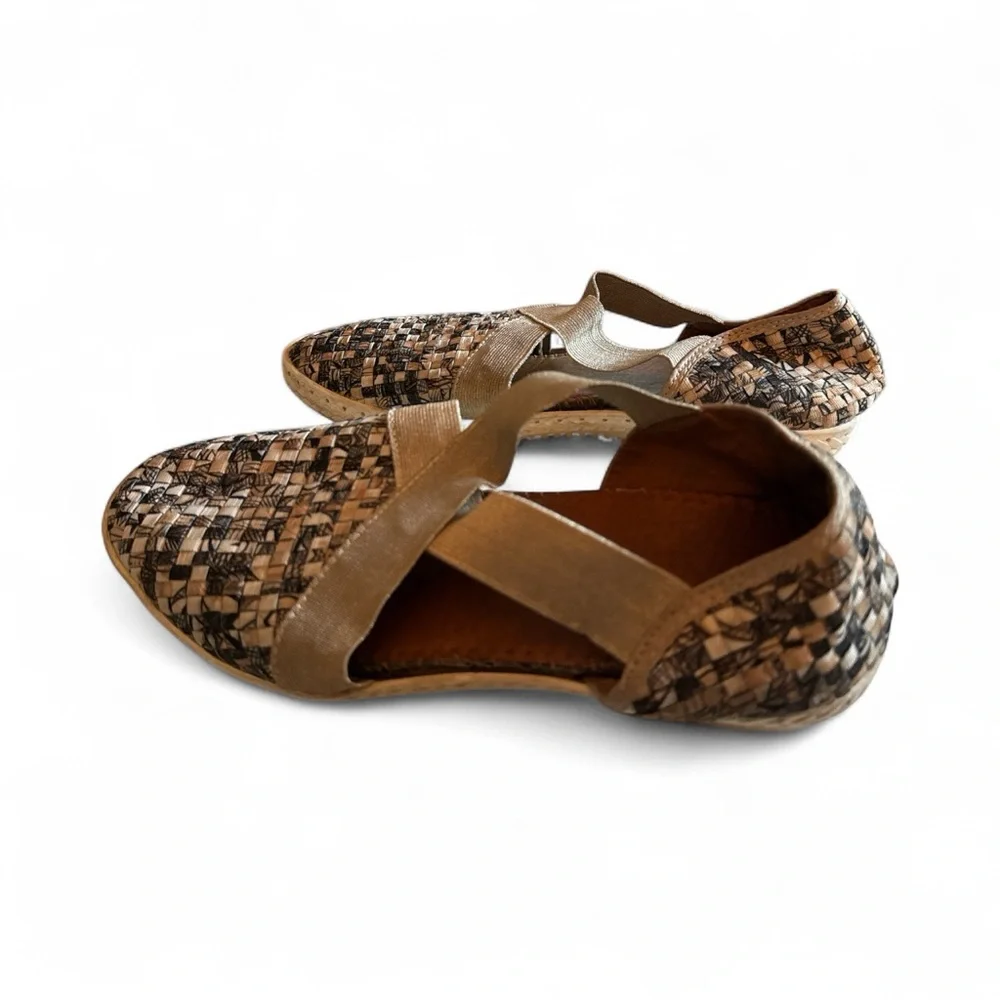 Bernie Mev Layla Straw Stylish Woven Women's comfort flat ‎ Shoes Sz 40 9-9 1/2